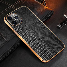 Coque Luxe Cuir Housse Etui S04 pour Apple iPhone 14 Pro Noir