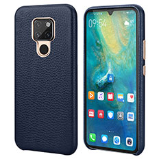 Coque Luxe Cuir Housse Etui S04 pour Huawei Mate 20 Bleu