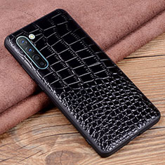 Coque Luxe Cuir Housse Etui S04 pour Oppo F15 Noir