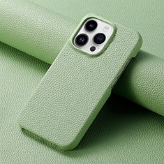 Coque Luxe Cuir Housse Etui S04D pour Apple iPhone 15 Pro Max Vert