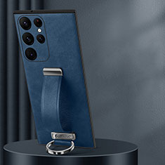 Coque Luxe Cuir Housse Etui S05 pour Samsung Galaxy S23 Ultra 5G Bleu