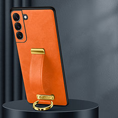 Coque Luxe Cuir Housse Etui S06 pour Samsung Galaxy S21 FE 5G Orange