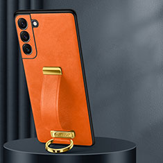 Coque Luxe Cuir Housse Etui S06 pour Samsung Galaxy S21 Plus 5G Orange