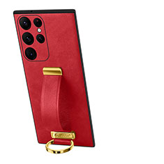 Coque Luxe Cuir Housse Etui S06 pour Samsung Galaxy S22 Ultra 5G Rouge