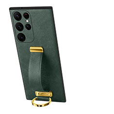 Coque Luxe Cuir Housse Etui S06 pour Samsung Galaxy S22 Ultra 5G Vert