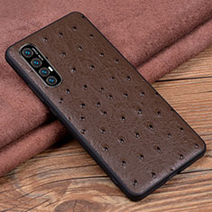 Coque Luxe Cuir Housse Etui S07 pour Oppo Reno3 Pro Marron