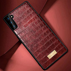 Coque Luxe Cuir Housse Etui S08 pour Samsung Galaxy S21 FE 5G Marron