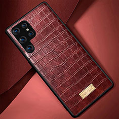 Coque Luxe Cuir Housse Etui S08 pour Samsung Galaxy S23 Ultra 5G Marron