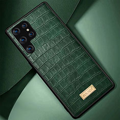 Coque Luxe Cuir Housse Etui S08 pour Samsung Galaxy S24 Ultra 5G Vert