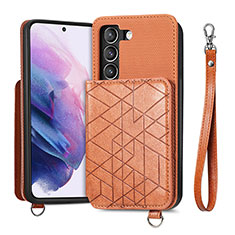 Coque Luxe Cuir Housse Etui S08D pour Samsung Galaxy S22 Plus 5G Marron