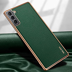 Coque Luxe Cuir Housse Etui S09 pour Samsung Galaxy S21 5G Vert