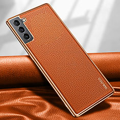 Coque Luxe Cuir Housse Etui S09 pour Samsung Galaxy S22 Plus 5G Orange