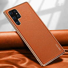 Coque Luxe Cuir Housse Etui S09 pour Samsung Galaxy S22 Ultra 5G Orange