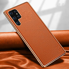 Coque Luxe Cuir Housse Etui S09 pour Samsung Galaxy S24 Ultra 5G Orange