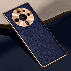 Coque Luxe Cuir Housse Etui S09 pour Xiaomi Mi 12S Ultra 5G Bleu