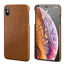 Coque Luxe Cuir Housse Etui S12 pour Apple iPhone X Marron