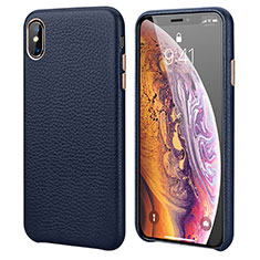 Coque Luxe Cuir Housse Etui S14 pour Apple iPhone X Bleu