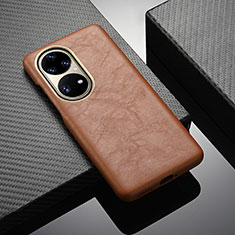 Coque Luxe Cuir Housse Etui ST1 pour Huawei P50 Marron