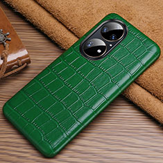 Coque Luxe Cuir Housse Etui ST3 pour Huawei P50e Vert