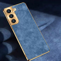 Coque Luxe Cuir Housse Etui TB1 pour Samsung Galaxy S22 Plus 5G Bleu