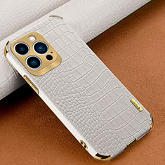 Coque Luxe Cuir Housse Etui XD1 pour Apple iPhone 16 Pro Blanc