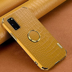 Coque Luxe Cuir Housse Etui XD1 pour Samsung Galaxy S20 Jaune