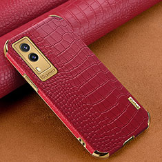 Coque Luxe Cuir Housse Etui XD1 pour Vivo V21e 5G Rouge