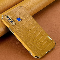 Coque Luxe Cuir Housse Etui XD1 pour Vivo Y19 Jaune