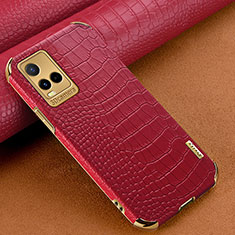 Coque Luxe Cuir Housse Etui XD1 pour Vivo Y21e Rouge