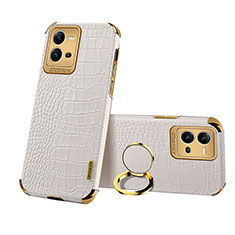 Coque Luxe Cuir Housse Etui XD2 pour Vivo V25e Blanc