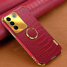 Coque Luxe Cuir Housse Etui XD2 pour Vivo V27e 5G Rouge