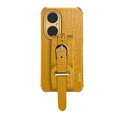 Coque Luxe Cuir Housse Etui XD3 pour Huawei P50 Pro Jaune