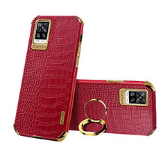 Coque Luxe Cuir Housse Etui XD3 pour Vivo V20 Rouge