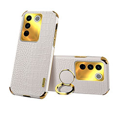 Coque Luxe Cuir Housse Etui XD3 pour Vivo V27 5G Blanc