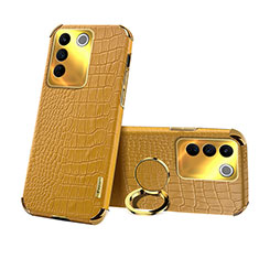 Coque Luxe Cuir Housse Etui XD3 pour Vivo V27e 5G Jaune