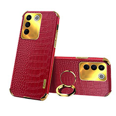 Coque Luxe Cuir Housse Etui XD3 pour Vivo V27e 5G Rouge