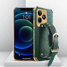 Coque Luxe Cuir Housse Etui XD4 pour Realme C51 Vert