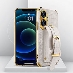 Coque Luxe Cuir Housse Etui XD4 pour Realme C55 Blanc