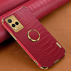 Coque Luxe Cuir Housse Etui XD4 pour Vivo Y21 Rouge