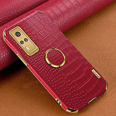 Coque Luxe Cuir Housse Etui XD4 pour Vivo Y31 (2021) Rouge