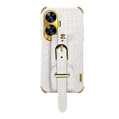 Coque Luxe Cuir Housse Etui XD5 pour Realme C55 Blanc