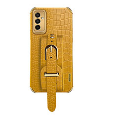 Coque Luxe Cuir Housse Etui XD5 pour Samsung Galaxy F23 5G Jaune