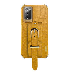 Coque Luxe Cuir Housse Etui XD5 pour Samsung Galaxy Note 20 5G Jaune