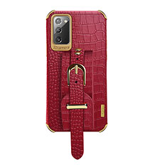 Coque Luxe Cuir Housse Etui XD5 pour Samsung Galaxy Note 20 5G Rouge