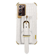 Coque Luxe Cuir Housse Etui XD5 pour Samsung Galaxy Note 20 Ultra 5G Blanc