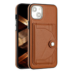 Coque Luxe Cuir Housse Etui Y01B pour Apple iPhone 14 Marron