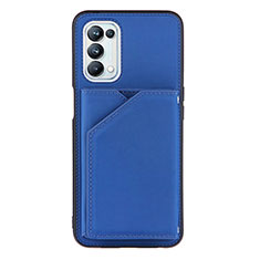 Coque Luxe Cuir Housse Etui Y01B pour Oppo A54 5G Bleu