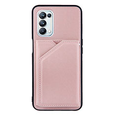 Coque Luxe Cuir Housse Etui Y01B pour Oppo A54 5G Or Rose