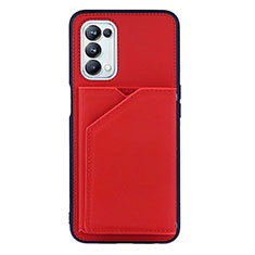 Coque Luxe Cuir Housse Etui Y01B pour Oppo A74 5G Rouge