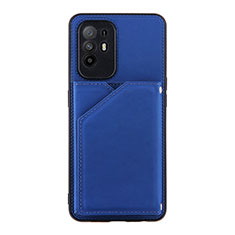 Coque Luxe Cuir Housse Etui Y01B pour Oppo A95 5G Bleu